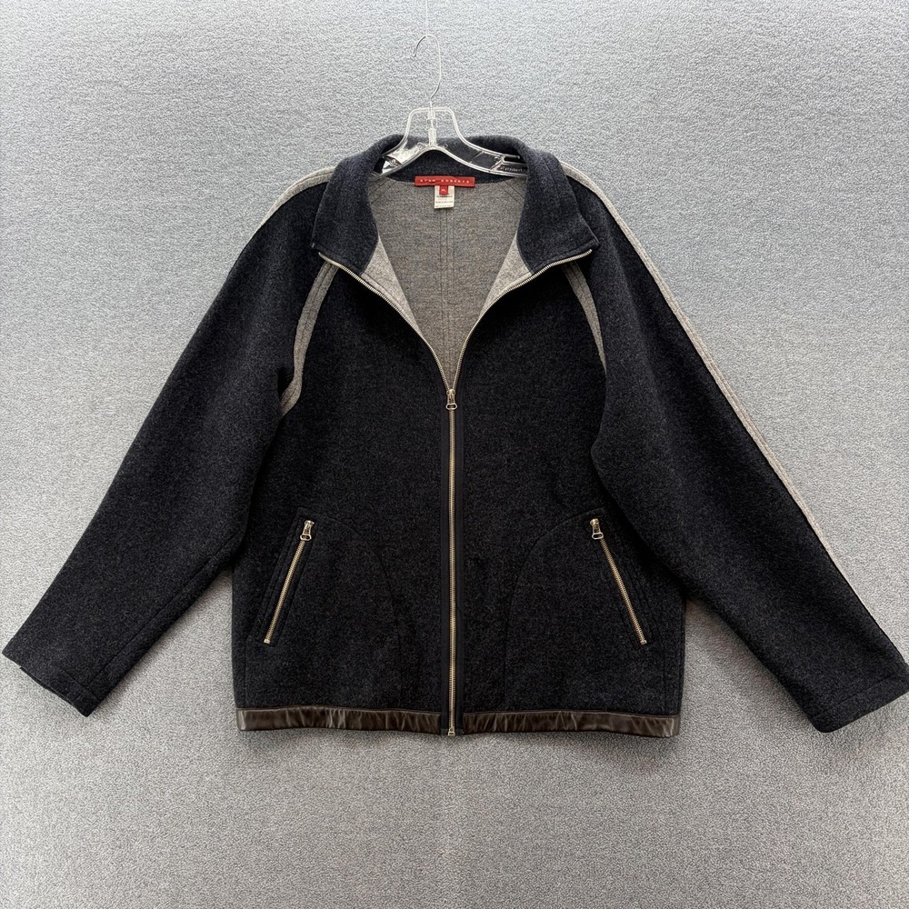 Ryan Roberts Jacket Mens XL Gray Wool Full Zip Collared Bomber Pockets USA